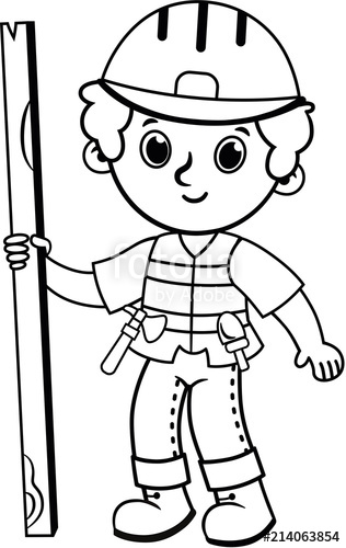 316x500 Clip Art Of Black And White Construction Worker Vector