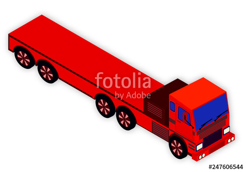 500x350 Vector Drawing Of Truck Container Ship On White Background Stock