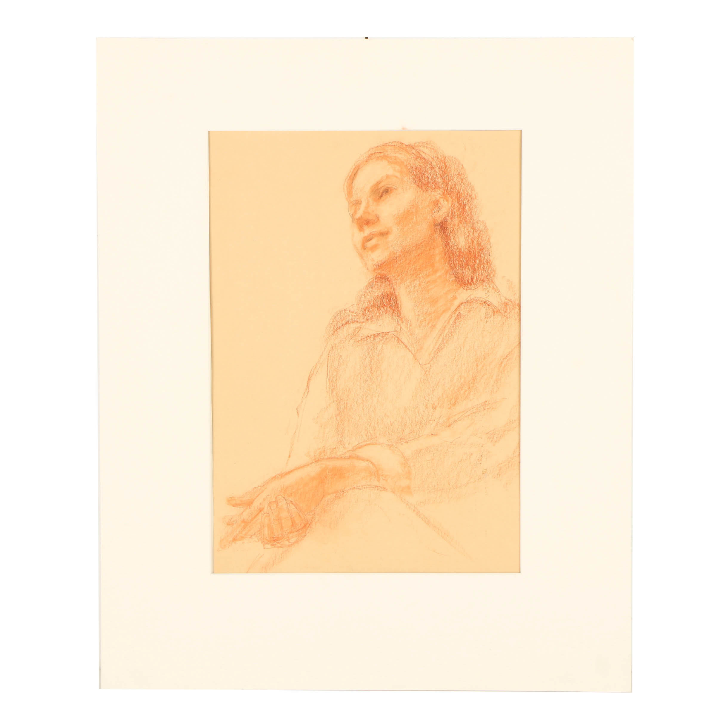 2432x2432 Edna Lawrence Crayon Drawing Woman In Flesh Tones Ebth