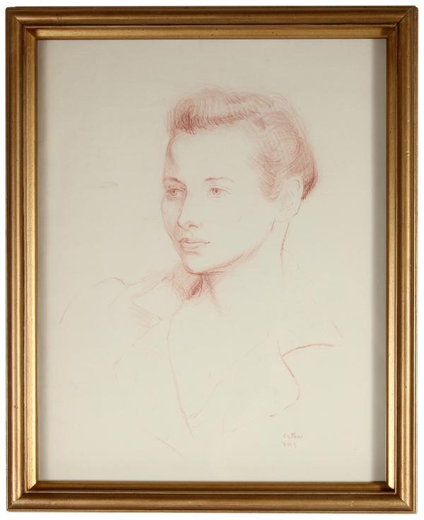 600x736 Portrait Of Esther Landismid Century Conte Crayon