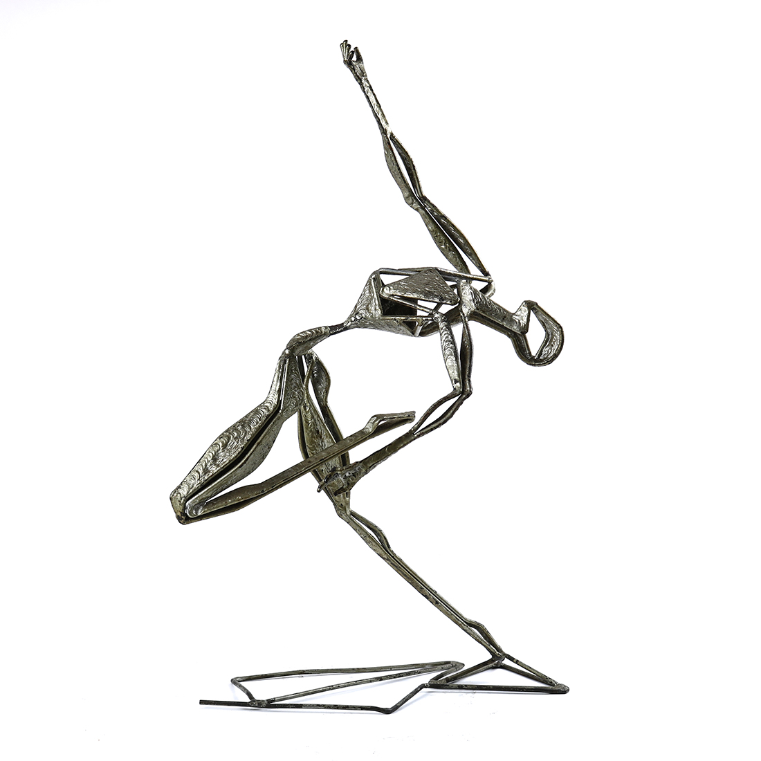 1100x1100 Contemporary Silvered Metal Sculpture Depicting A Female In Dance