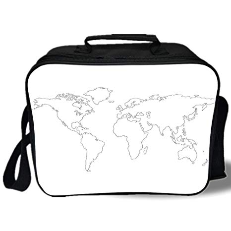 466x466 insulated lunch bag, map, simplistic design world map
