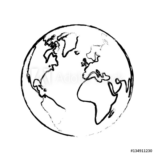 500x500 The Earth With Its Different Continents And Countries, Vector