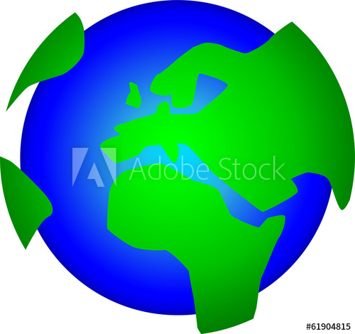 500x470 World Globe Vector Drawing With Offset Continents