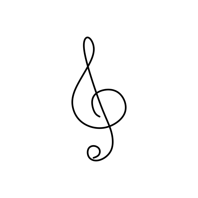 640x640 Continuous Line Drawing Of Music Note Symbol, Contour, Isolated