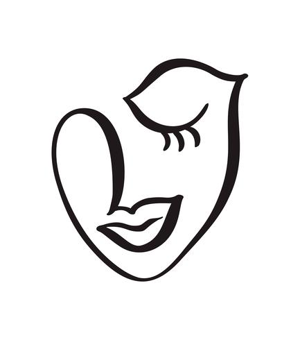 433x490 Continuous Line, Drawing Of Woman Face, Fashion Minimalist Concept
