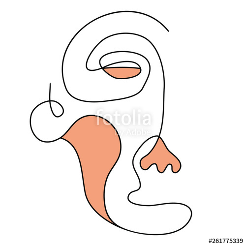 500x500 Continuous Line Drawing Portrait Aesthetic Contour One Line Art