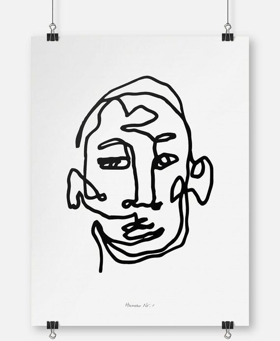 570x693 Face Line Art Print Minimalist Poster Blind Contour Line Drawing