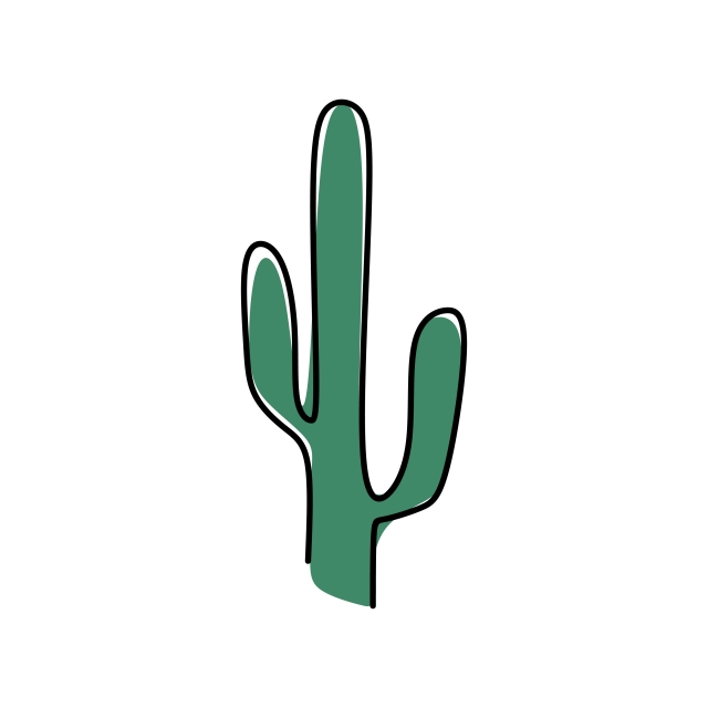 640x640 One Continuous Line Drawing Of Cactus Plants, Icon, Contour