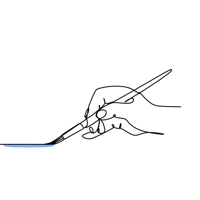 640x640 Continuous Line Drawing Of A Hand Painting A Canvas Or Paper