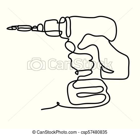450x436 Hand With Power Tool Continuous Line Drawing Isolated