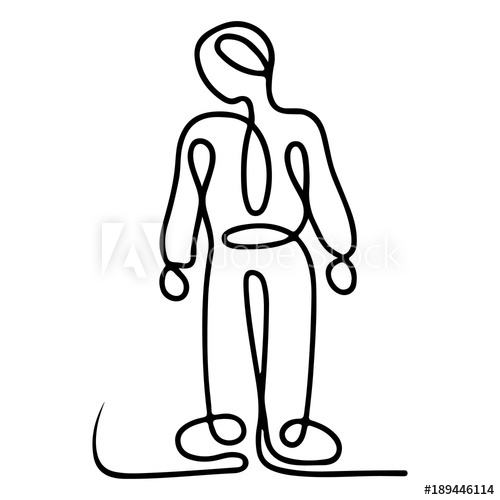 500x500 Man Continuous Drawing Line, On White Background