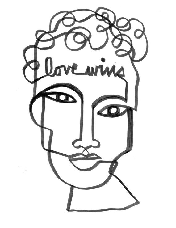 570x738 Love Wins Continuous Line Face Etsy