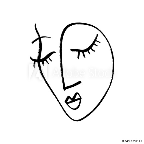 500x500 Abstract Continuous One Line Drawing, Woman Face Vector