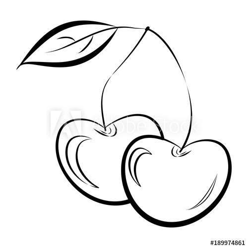 500x500 Beautiful Silhouette Of A Cherry On A White Background Contour
