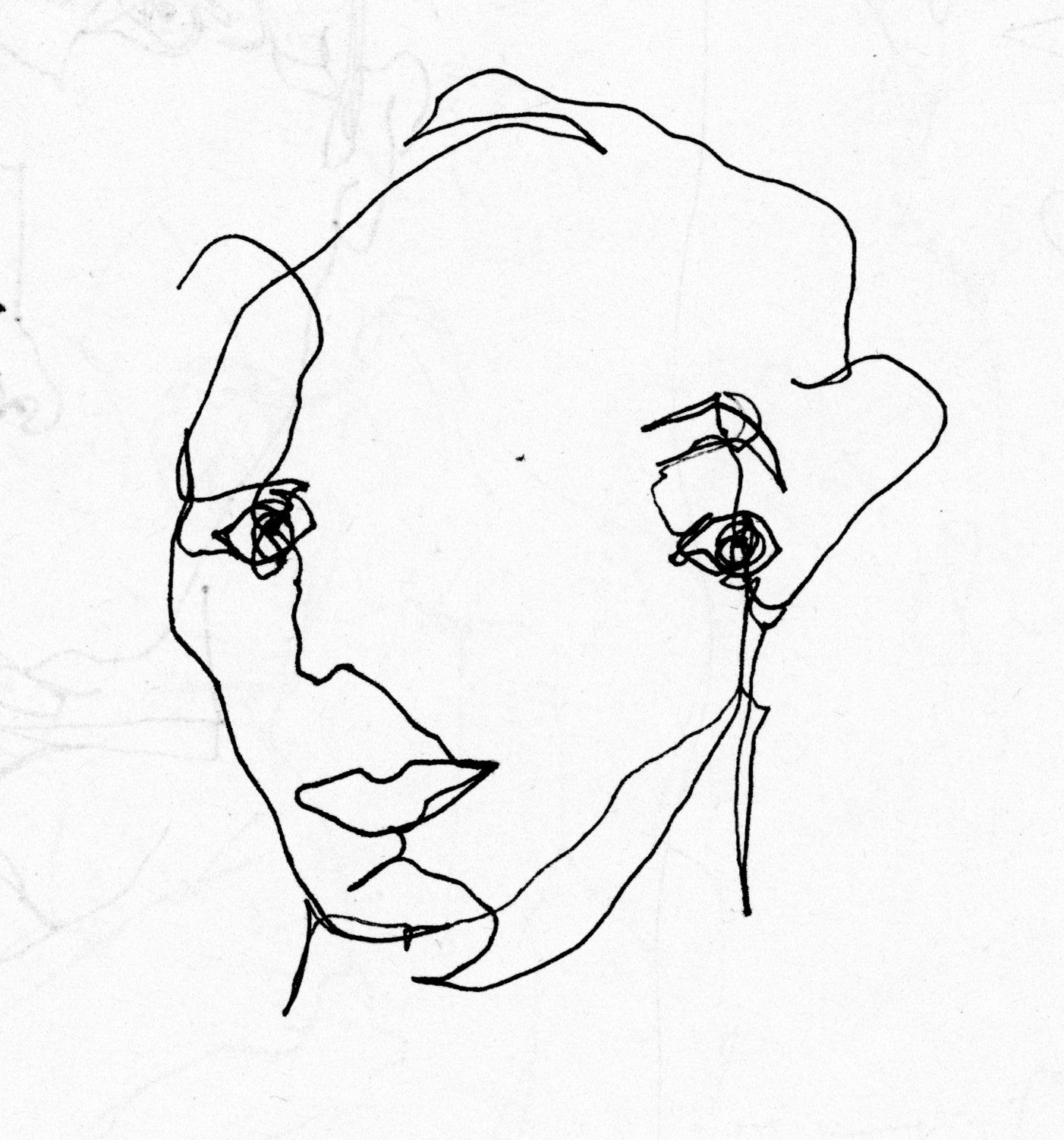 1402x1502 Blind Contour Drawing, Pen And Ink, Line Drawing