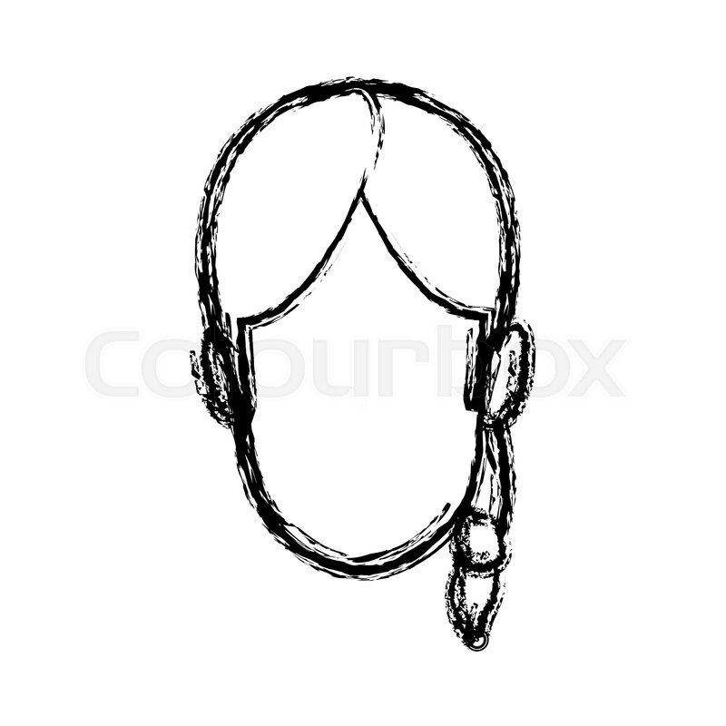 800x800 Girl Face Contour Cartoon People Head Stock Vector Colourbox
