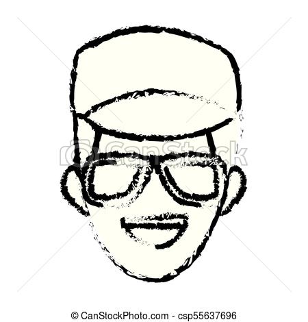 450x470 Man Face Character People Contour Image Vector Illustration