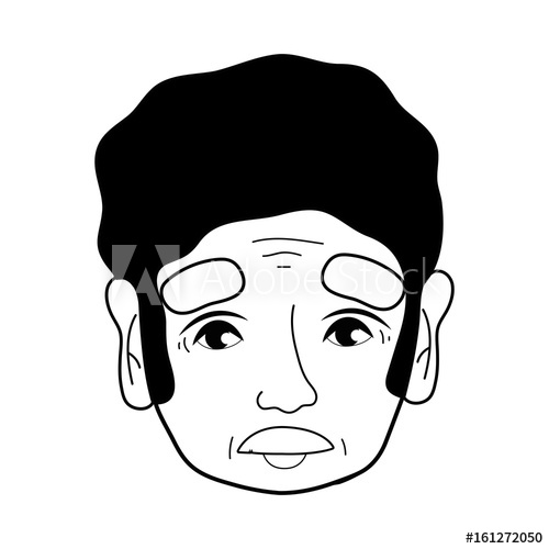 500x500 Contour Old Man Face With Moustache And Hairstyle