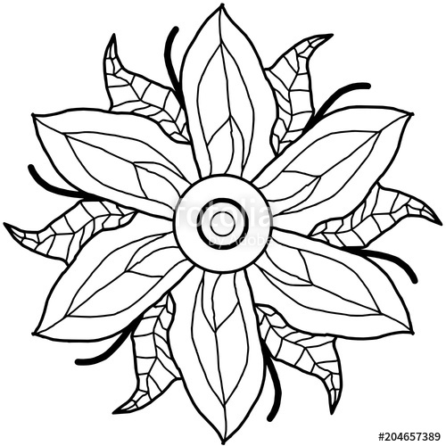 500x500 Contour Drawing Of A Flower For Coloring Stock Image And Royalty