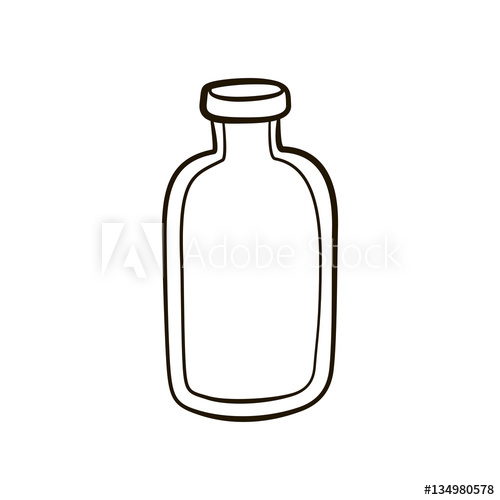 500x500 Hand Drawing Contour Bottle Jar Icon Retro Vintage Illustration