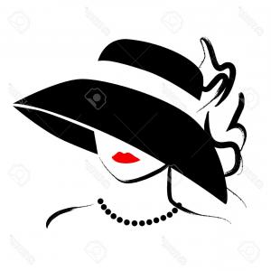 300x300 Photostock Vector Vector Hand Drawn Beautiful Lady In Hat Portrait