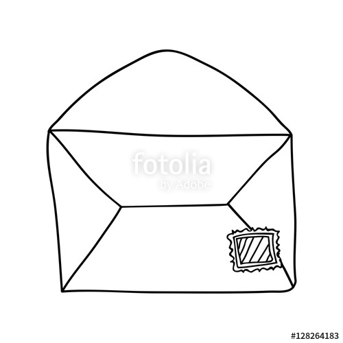 500x500 Hand Drawing Of Contour Envelope Mail Open Vector Illustration