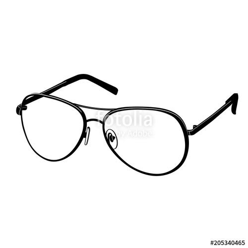 500x500 Glasses Vector Flat Icon, Logo, Outline, Contour Line Drawing