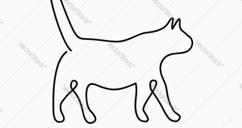 471x250 cat line drawing vector maine coon contour tattoo black and white