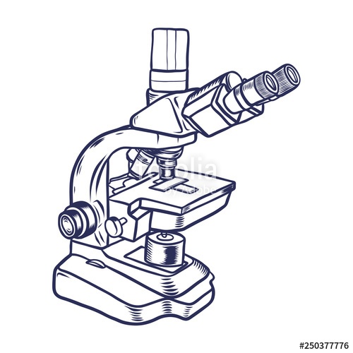 500x500 Microscope Icon Hand Drawn Contour Line Illustration