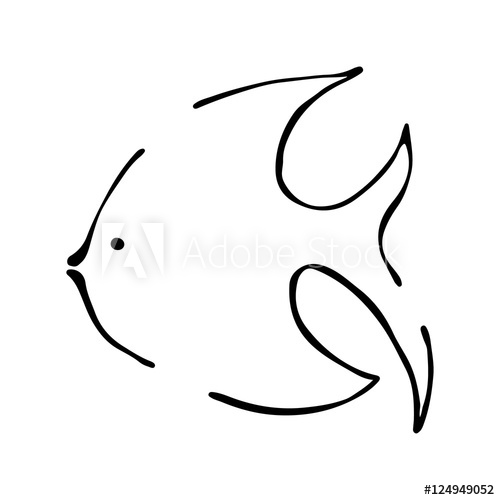 500x500 Vector Black And White Illustration Fish Isolated On The White