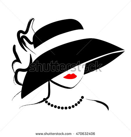 450x470 Silhouette Lady With Hat Stock Vector Vector Hand Drawn Beautiful