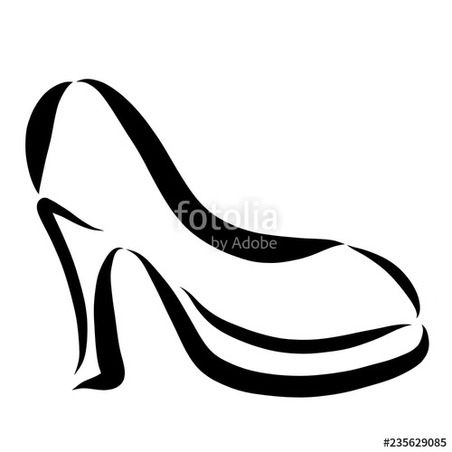 500x500 Women's Shoe, High Heels, Black Contour, Fashion Stock Photo