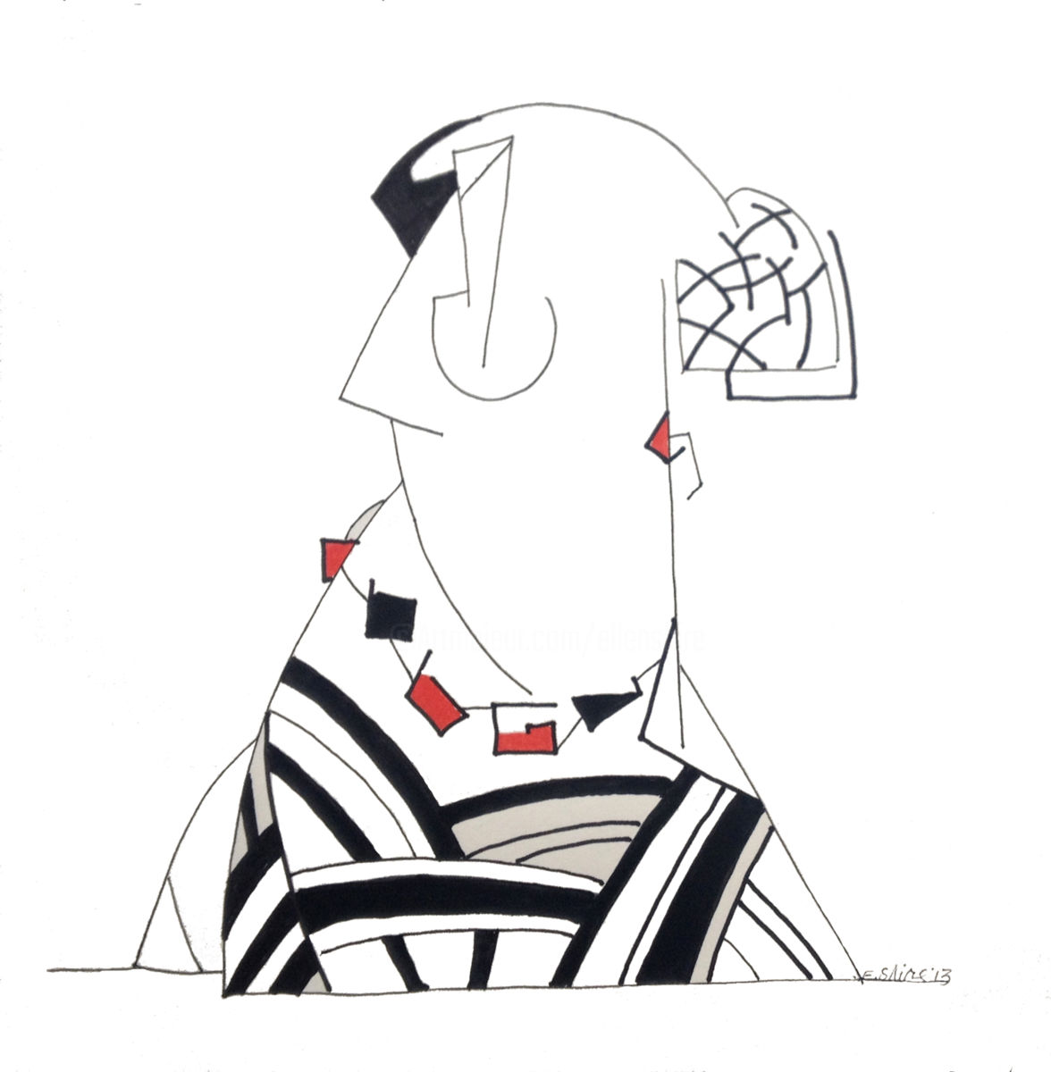 1176x1200 Lady With Red Jewelry Drawing