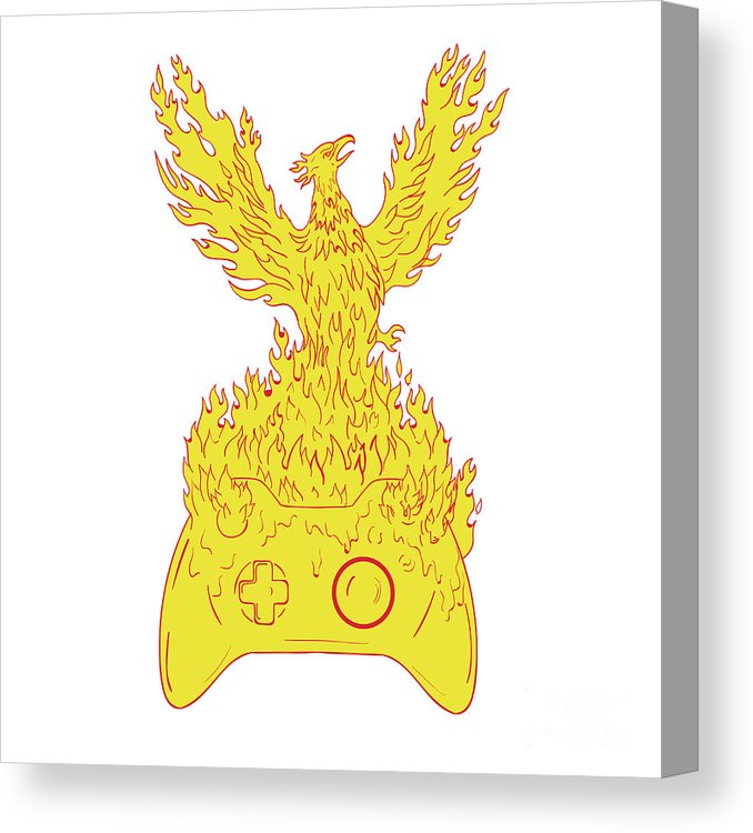 678x750 Phoenix Rising Fiery Flames Over Game Controller Drawing Canvas