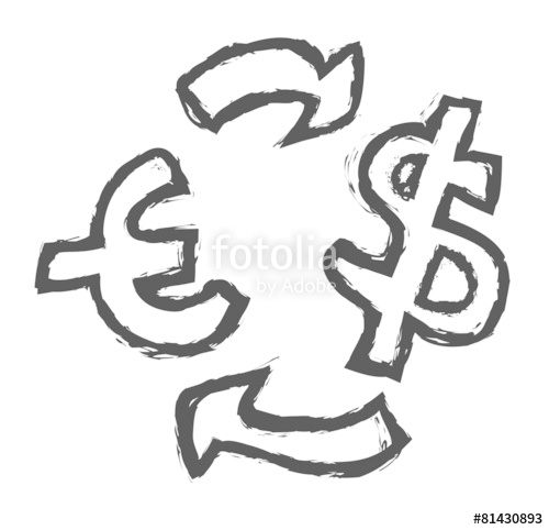 500x482 Doodle Convert Dollar To Euro, Currency Icon Stock Photo