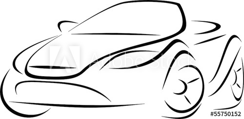 500x245 Design Of A Sports Convertible Car On White Background