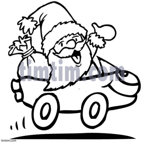 486x480 Free Drawing Of A Santa Car Bw From The Category Christmas