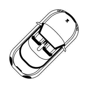 300x300 Sport Convertible Car Topview Black And White Vector Illustration