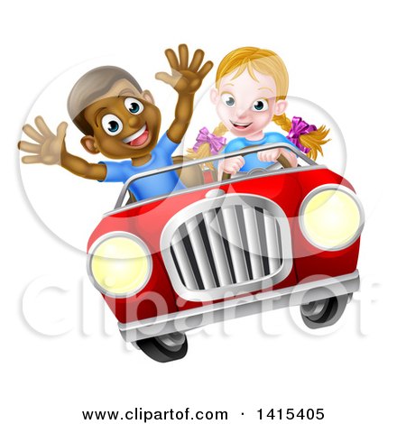 450x470 Clipart Of A Happy White Girl Driving A Red Convertible Car