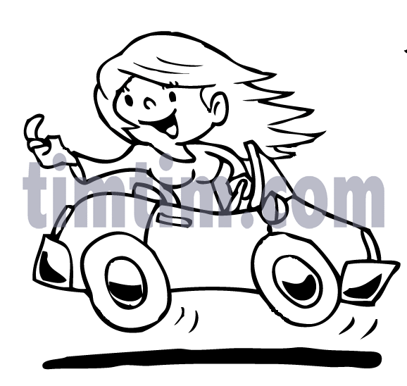 578x548 Free Drawing Of Driving Girl Bw From The Category Cars Trucks