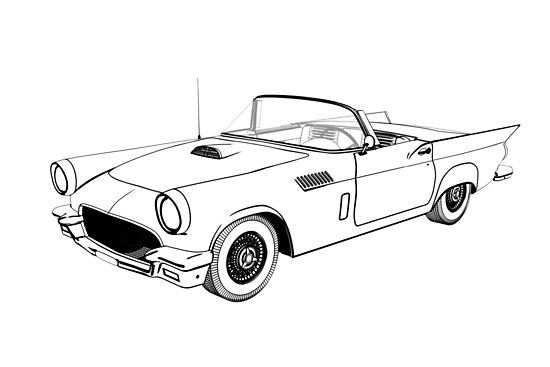 550x367 Retro Car Sketch Illustration Posters