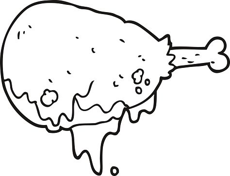 474x363 Black And White Cartoon Cooked Chicken Leg Premium Clipart