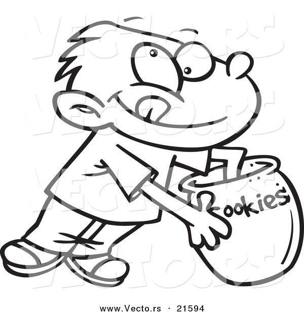 600x620 Vector Of A Cartoon Boy Reaching In A Cookie Jar