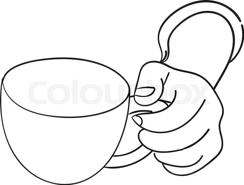 800x608 Cooking Hand With Cup, Line Drawing Stock Vector Colourbox