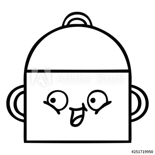 500x500 Line Drawing Cartoon Cooking Pot
