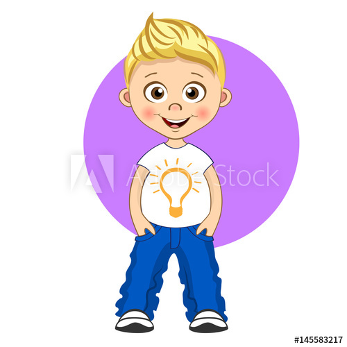 500x500 Cool Boy With Blonde Hair In T Shirt And Jeans Vector Isolated