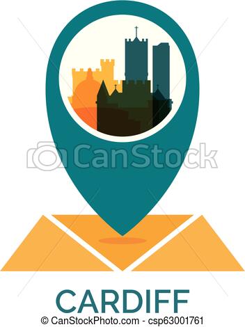 352x470 Uk Cardiff Map Pin Vector Logo Llustration Uk Great Britain Wales