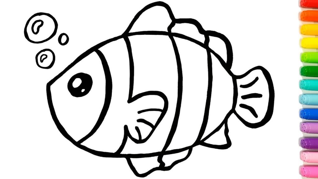 1024x576 Cool Simple Drawing Of A Fish Successful Colorful Clown Coloring