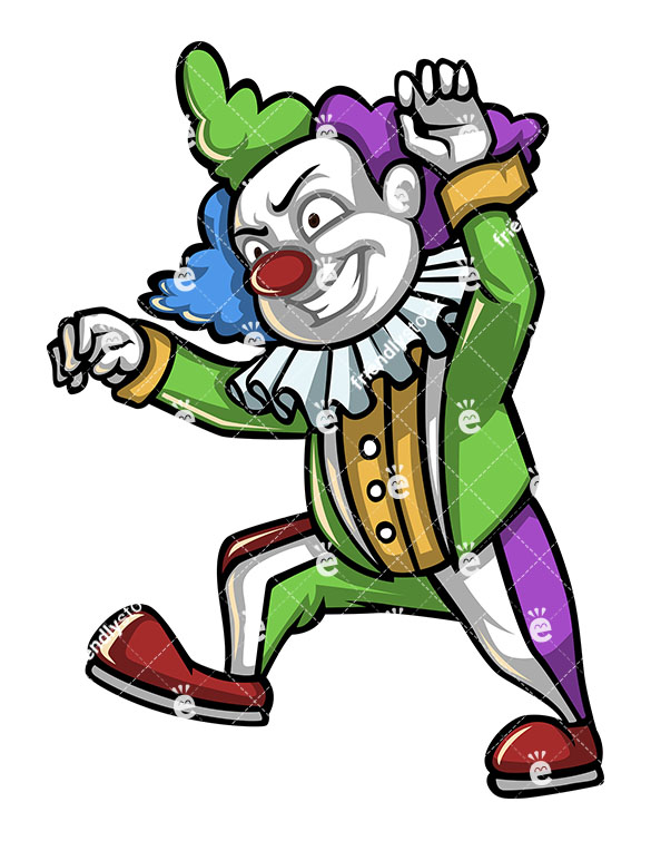 585x755 Scary Clown Walking Like A Zombie Stock Vector Clipart